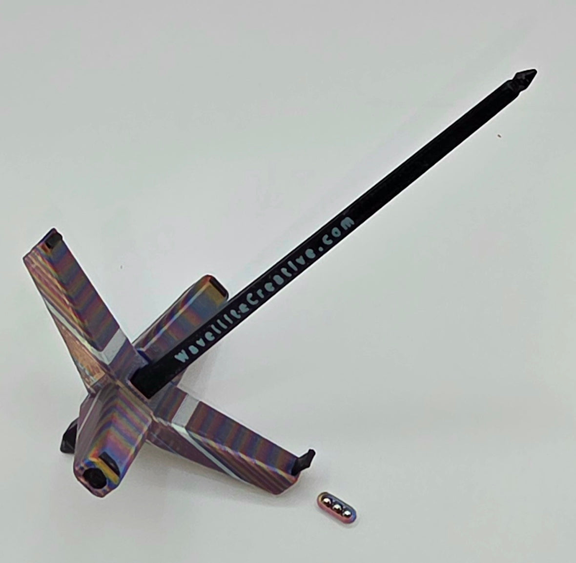 Roaming Wayfinder Med., rainbow oil slick and silver with black accents